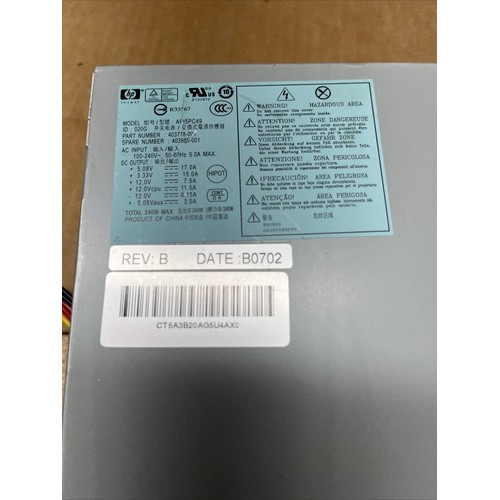 HP 436954-001 PS-6241-02HP 240W dc7700 SFF Power Supply view 5